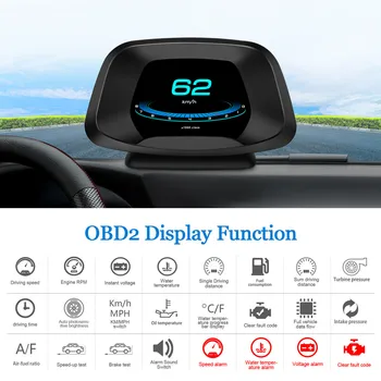 HUD P19 Taşınabilir Araç Monitörü OBD2 Benzinli Araçlar İçin Üretilen Diğer Ülkelerde Sonra 2008 Alarm GPS Modu Çok fonksiyonlu