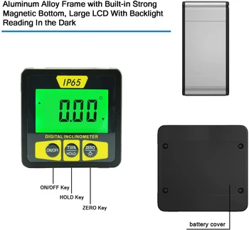 ıp65 360° Mini Dijital İletki Elektronik Gonyometresi İnklinometre Dijital Seviye Açı Bulucu Manyetik Tabanı İle 4