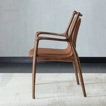 Iskandinav Ülke Yaratıcı yemek sandalyeleri Retro Minimalist katı ahşap yemek sandalyesi Eğlence Koltuk Sillas De Comedor Ev Mobilyaları