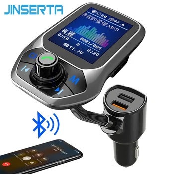 JINSERTA Bluetooth FM Verici Hızlı şarj 3.0 Çift USB 1.8 inç Büyük Ekran FM Modülatör Kiti Araba MP3 Çalar TF USB Klasörü