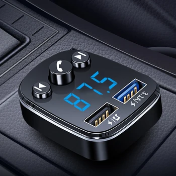 Kablosuz Araç Bluetooth 5.0 FM Verici Handsfree Ses Alıcısı Otomatik MP3 Çalar Çift USB 3.1 A Hızlı Şarj Araba Aksesuarları