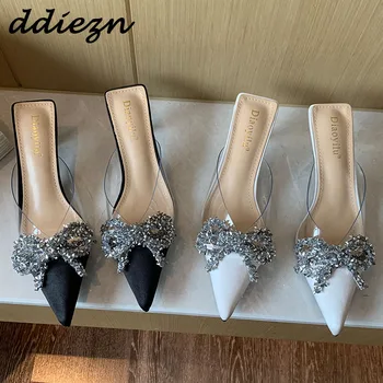 Kadın Pompaları İnce Yüksek Topuklu Sandalet Yeni 2023 Rhinestones Kelebek Düğüm Moda kadın ayakkabıları lüks ayakkabı Kadın Slaytlar