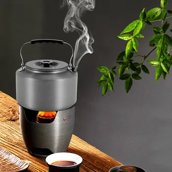 Kamp su ısıtıcısı 2.0 L açık kamp ateşi kahve çay potu hızlı ısıtma açık dişli kaynar su için harika Ultralight taşınabilir