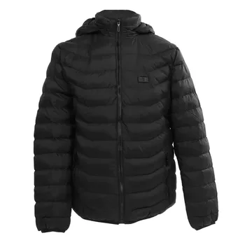 Kapşonlu ısıtmalı ceket çift kontrol Kızılötesi Karbon Fiber rüzgar geçirmez Kollu 3 Dişliler anahtarlama siyah yıkanabilir ısıtmalı ceket