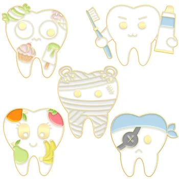 Karikatür diş pimleri Yaratıcı sevimli alaşım broş Diş Hekimi küçük hediye metal rozeti Aksesuarları toptan arkadaşlar hediyeler Göndermek