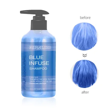 Keraliss Mavi Sabit renkli şampuan Renk Bakım Onarım Anti Solma Kilit renkli şampuan Saç Rengi Bakımı