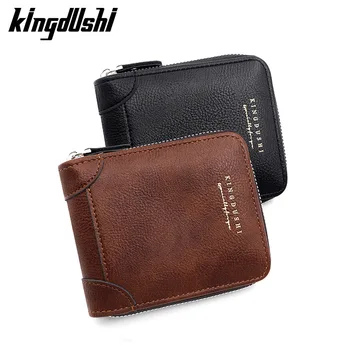 Klasik erkek cüzdanı Zincir ve Fermuarlı Ek Güvenlik için Lüks Cüzdan Bozuk Para cüzdanı Çoklu kart çantası Fermuar erkek Para Klip