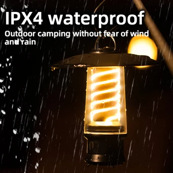 LED çalışma lambası Tip-C Şarj Edilebilir Taşınabilir Dış Aydınlatma IPX4 Su Geçirmez Abajur ile Acil Macera için