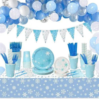 Mavi Kar Tek Kullanımlık Masa Örtüsü Noel Dekorasyon 2023 Doğum Günü Dekor Kız Düğün Bebek Duş Yeni Yıl Çocuk Parti Malzemeleri