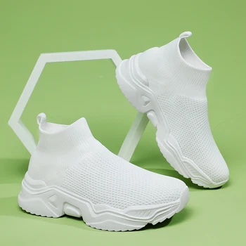Moda ışık örgü beyaz Ayakkabı Erkekler için nefes açık Slip-on Çift Atletik Ayakkabı Kaliteli kaymaz Tenis Masculino Yeni