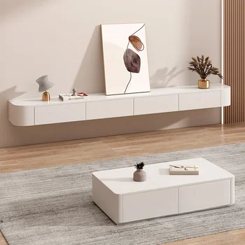 Modern katı ahşap asma TV dolapları oturma odası mobilya Nordic ışık lüks küçük daire yatak odası duvara monte TV standı