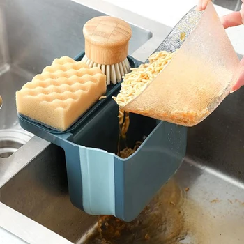 Mutfak Drenaj Sepeti Katlanabilir Sünger Raf lavabo ıslak Çöp tahliye filtresi Tutucu Çift Vantuz Gang Sepeti 0