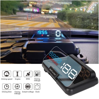 OBD2 Hız Göstergesi C500 Ayna HUD Oto Elektronik Araba Head Up Ekran Cam Projektör Su Sıcaklığı dev / dak voltaj Alarmı