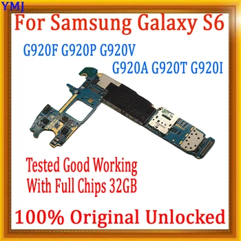 Orijinal Unlocked Samsung Galaxy S6 G920F G920V G920İ Anakart 32GB Tam Test Anakart IMEI Android Sistemi Mantık Kurulu