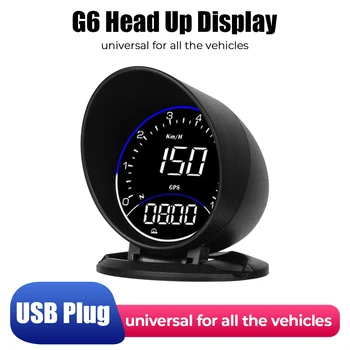 Ortam ışığı ile Alarm Seti Araba Head Up Display RPM MPH Kilometre Kilometre GPS Pusula G6 HUD Dijital Saat Yükseklik Ölçer