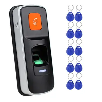 Parmak izi+RFID ID kart okuyucu Erişim Katılım Kontrol Sistemi ile ekstra 10 adet anahtar etiketleri