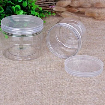 Plastik saklama kavanozları Vidalı Kapaklı Doldurulabilir Tencere Makyaj balsam kabı 30-150ml Şeffaf PET Plastik Kavanoz Tencere Gıda El Sanatları
