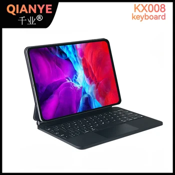 Qianye KX008 İpad Klavye Masaüstü Kablosuz Klavye Arkadan Aydınlatmalı Klavye Dokunmatik Kontrol Klavye İpad Klavye Deri Kılıf