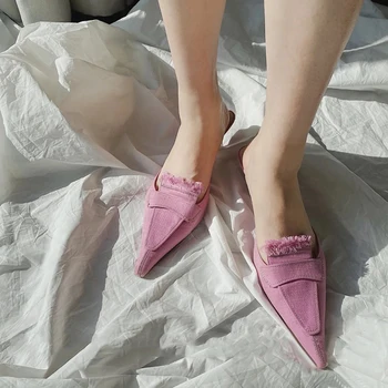 Seksi Yüksek Topuklu Rahat Terlik 2023 Moda Bayan Stilettos Kadın Ayakkabı Yaz Yeni Üzerinde Kayma kadın ayakkabısı Sivri Burun Pompaları