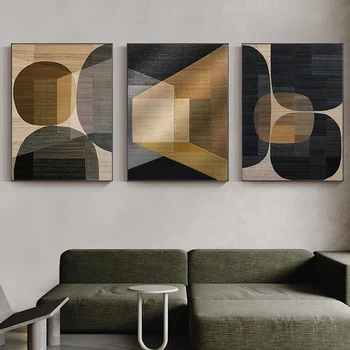 Soyut Renkler Kombinasyonu Tuval Resimleri Kahverengi Geometrik Poster Modern Duvar Sanatı Resimleri için Oturma Odası Ofis Dekor 0