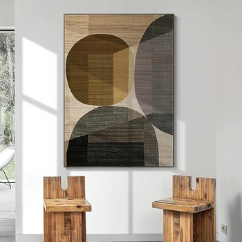 Soyut Renkler Kombinasyonu Tuval Resimleri Kahverengi Geometrik Poster Modern Duvar Sanatı Resimleri için Oturma Odası Ofis Dekor 4