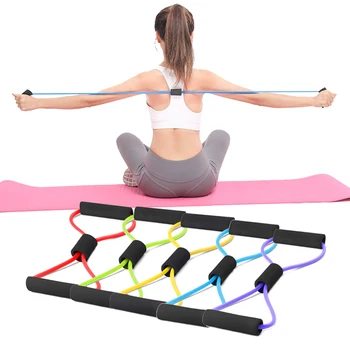 Spor 8 Kelime Göğüs Genişletici Halat Çekme Omuz Eğitim Yoga Kauçuk elastik bantlar Spor Salonu Egzersiz Kas Spor Egzersiz Ekipmanları