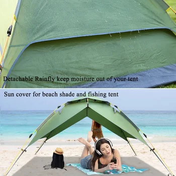 Su geçirmez Kamp Çadırı 1-2 Kişi için Açık aile çadırı Böcek Önleme ile Hızlı Otomatik Açılış Kamp Ekipmanları 2