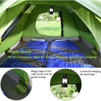 Su geçirmez Kamp Çadırı 1-2 Kişi için Açık aile çadırı Böcek Önleme ile Hızlı Otomatik Açılış Kamp Ekipmanları 4