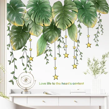 Taze Tropikal Yaprak duvar çıkartmaları Duvar Oturma Odası Sanat Basit duvar çıkartmaları Yatak Odası Kendinden Yapışkanlı Duvar Kağıdı Su Geçirmez
