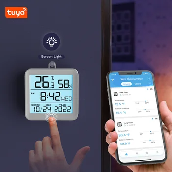 Tuya WİFİ Sıcaklık Nem Sensörü Higrometre Termometre Akıllı Ev Arka ışık Desteği Alexa Google Asistan