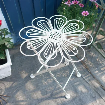 Vintage Demir Katlanır Petal Tabure Basit Yaratıcılık çiçek rafı Tabure Açık Estetik Mini Bahçe Masa Veranda Sandalye Mobilya