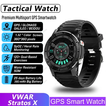 VWAR Stratos X GPS akıllı saat Kalp Hızı SpO2 VO2max Stres Spor Taktik Smartwatch 5 ATM Su Geçirmez Xiaomi Samsung IOS