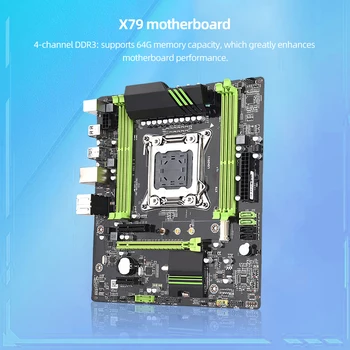 X79 bilgisayar anakartı ATX 4 DDR3 Bellek 64GB PC Ana Kurulu Gigabit NIC PCI-E 16X LGA2011 CPU SATA3. 1 2.0 M. 2 NVME Arayüzü