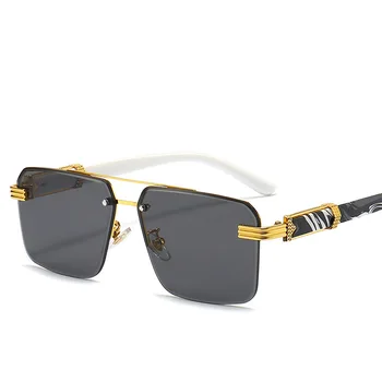 Yeni Punk Çerçevesiz Dikdörtgen Güneş Gözlüğü Erkekler 2023 Moda Vintage Moda Küçük Çerçeve güneş gözlüğü Çerçevesiz Retro Gözlük UV400 очки