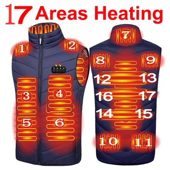 Yeni sıcak 17 bölge Usb ısıtmalı yelek elektrikli ceket adam açık ısıtma yelek S-6XL kış avcılık ısıtıcı giysi kadın termal yelek