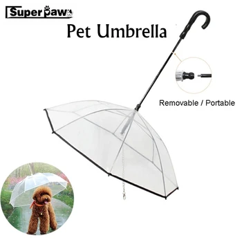 Yeni Şeffaf Pet Şemsiye Köpek Kedi Taşınabilir Çıkarılabilir Yağmur Dişli Açar Tasma Açık Köpekler Evcil Yağmurluk Chihuahua LSD03