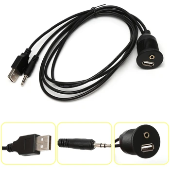 YENİ 1m Araba Dash Kurulu Dağı 3.5 mm USB 2.0 AUX uzatma prizi Kurşun Panel Kablo Araba Oto Elektroniği Dash Kablo Siyah