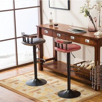 Yüksekliği Ayarlanabilir Bar Tabureleri Lüks Deri yemek sandalyeleri yüksek tabure Döner bar sandalyesi Mutfak tezgah taburesi Ticari Mobilya
