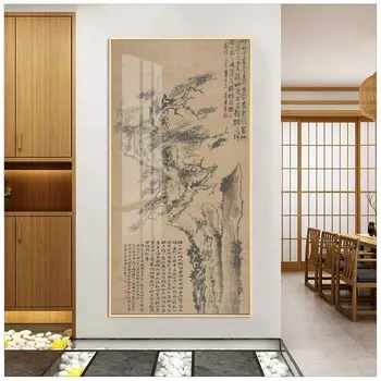 Çin Tarzı Mürekkep Çiçek Posteri Bambu Çam Duvar Sanatı Ağaç Dalı Tuval Boyama Baskılar Resimleri için Oturma Odası Dekor Duvar Resimleri
