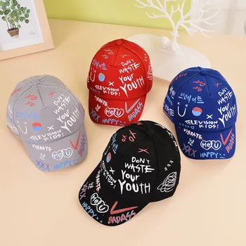 Çocuk Graffiti beyzbol şapkası Yeni Bahar Yaz Katı Sunhat Erkek Kız Pamuk Snapback Kapaklar Sevimli Çocuklar Hip Hop balıkçı şapkası